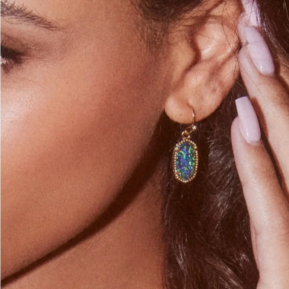 Kendra Scott Lee Gold Drop Earrings in Night Kyocera Opal - Picture 5 of 6